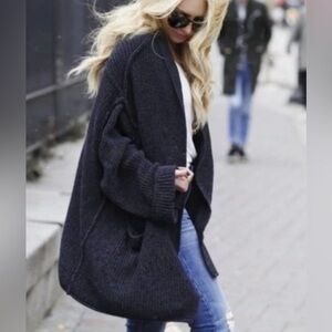 Free People Black Oversized Cardigan